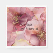 Serviette En Papier Or Blush rose Bourgogne Floral (Devant)