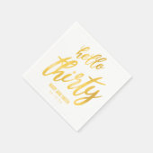 Serviette En Papier Or "Bonjour trente" Anniversaire avec nom (Coin)