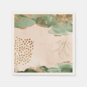 Serviette En Papier Or Botanique Eucalyptus Moderne Verdure Abstrait