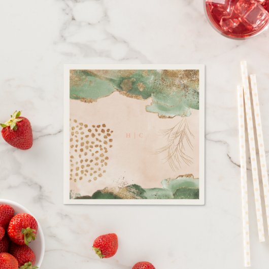 Serviette En Papier Or Botanique Eucalyptus Moderne Verdure Abstrait (En situation)