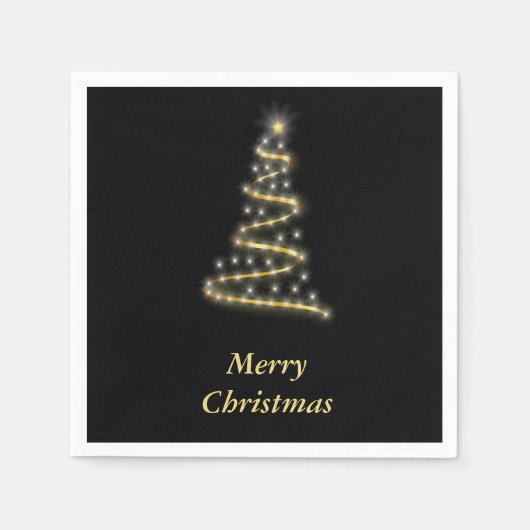 Serviette En Papier Or brillant sapin de Noël noir (Devant)
