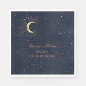 Serviette En Papier or céleste de minuit lune Quinceañera (Devant)