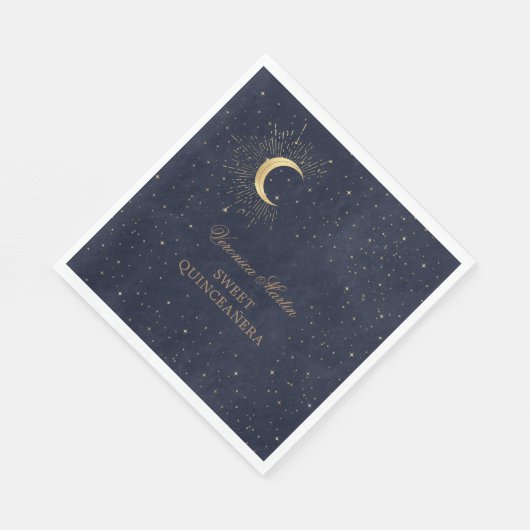 Serviette En Papier or céleste de minuit lune Quinceañera (Coin)