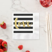 Serviette En Papier Or chic | Serviettes d'amour en bande noire en gra (En situation)