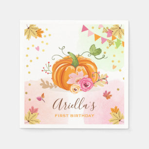 Serviette En Papier Or de rose de fille d'anniversaire d'automne de