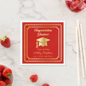 Serviette En Papier Or élégant | Red Grad Classe Casquette de 2023 (En situation)