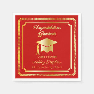 Serviette En Papier Or élégant   Red Grad Classe Casquette de 2023