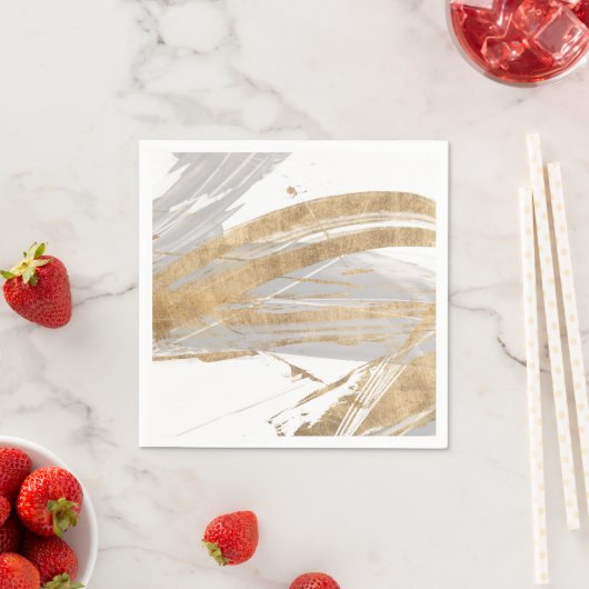 Serviette En Papier Or et gris (En situation)