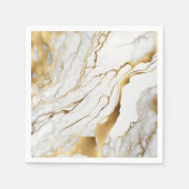 Serviette En Papier Or et Marbre blanc Abstrait (Devant)