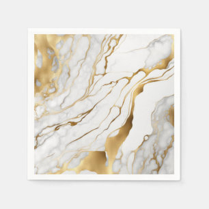 Serviette En Papier Or et Marbre blanc Abstrait