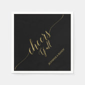 Serviette En Papier Or et noir | Élégante Lettres Cheers Y' all (Devant)
