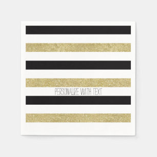 Serviette En Papier Or et rayures noires
