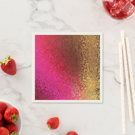 Serviette En Papier Or et rose Shimmer (En situation)