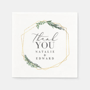 Serviette En Papier or géométrique aquarelle mariage