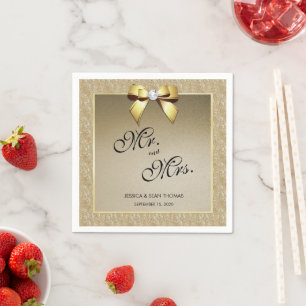 Serviette En Papier Or glamour et Mariage Gem élégant