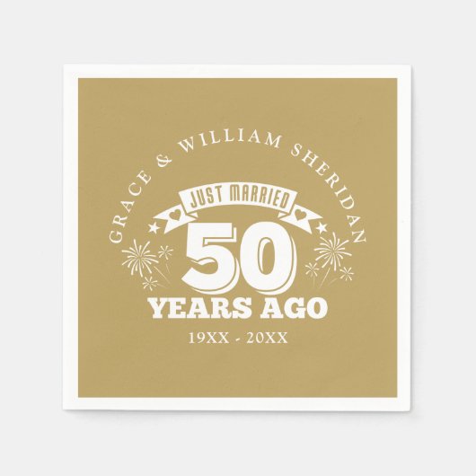 Serviette En Papier Or marié 50e anniversaire de Mariage (Devant)