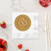 Serviette En Papier Or mat mat/Point blanc Monogramme (En situation)