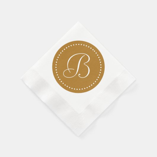 Serviette En Papier Or mat mat/Point blanc Monogramme (Coin)