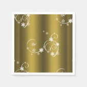 Serviette En Papier Or métallique, Fils blancs Noël (Devant)