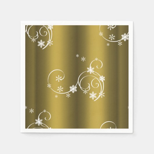 Serviette En Papier Or métallique, Fils blancs Noël (Devant)