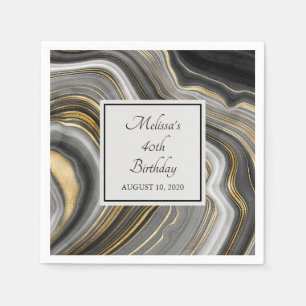 Serviette En Papier Or moderne et gris Agate Géode Géode Gémstone Anni
