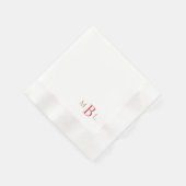 Serviette En Papier Or Monogramme Rouge Et Or Simplement Élégant (Coin)