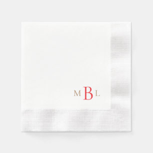 Serviette En Papier Or Monogramme Rouge Et Or Simplement Élégant