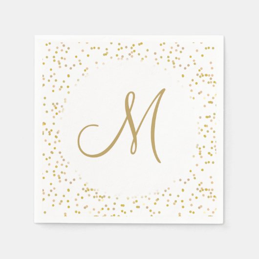 Serviette En Papier Or Monogramme Script Gold Dust (Devant)
