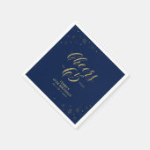 Serviette En Papier Or & Navy | Fête d'anniversaire 65 ans Moderne (Coin)