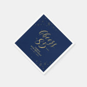 Serviette En Papier Or & Navy | Moderne fête d'anniversaire 85 ans (Coin)