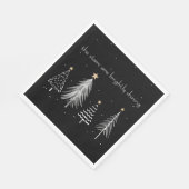 Serviette En Papier Or, noir, blanc Arbre de Noël moderne étoiles (Coin)