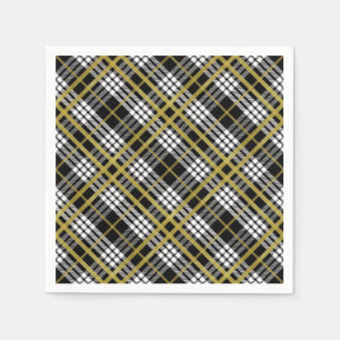 SERVIETTE EN PAPIER OR NOIR PLANIFIÉ BLANC