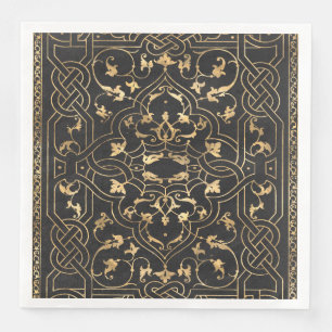 Serviette En Papier Or noir Vintage Or orné