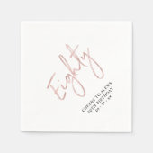 Serviette En Papier Or rose Cheers à 80e anniversaire moderne (Devant)