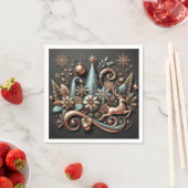 Serviette En Papier Or Rose de Noël moderne (En situation)