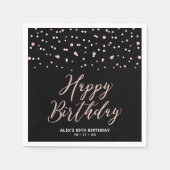 Serviette En Papier or rose Hexagon noir Confetti Joyeux Anniversaire  (Devant)