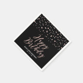 Serviette En Papier or rose Hexagon noir Confetti Joyeux Anniversaire  (Coin)