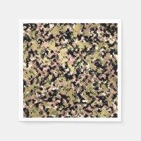 Or Rose Vert Noir Motif de Camouflage Fête