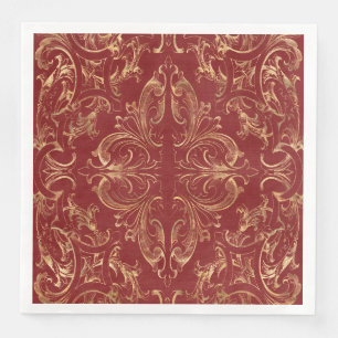 Serviette En Papier Or rouge Vintage or orange