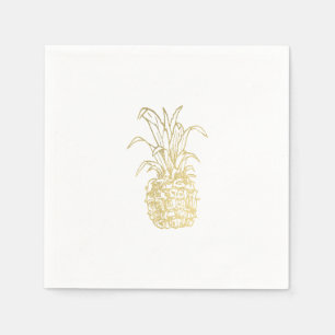 Serviette En Papier Or Tropical Élégant Moderne Vintage Ananas
