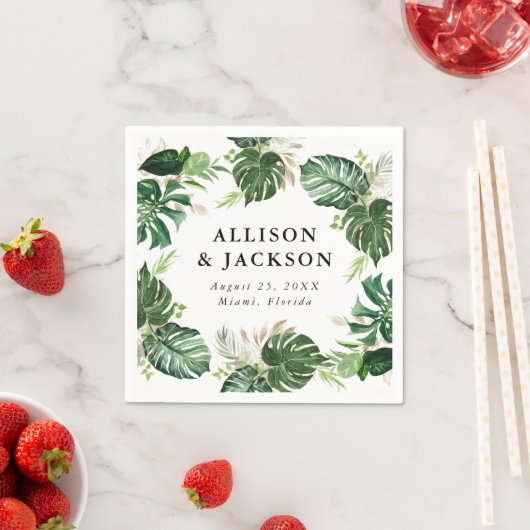 Serviette En Papier Or tropical | Mariage personnalisé (En situation)