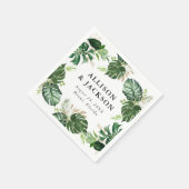 Serviette En Papier Or tropical | Mariage personnalisé (Coin)