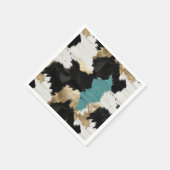 Serviette En Papier Or Turquoise, Blanc Noir (Coin)