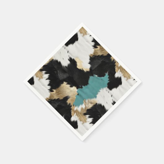 Serviette En Papier Or Turquoise, Blanc Noir (Coin)