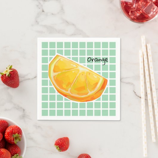 Serviette En Papier Orange (En situation)