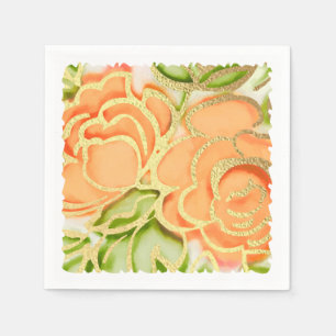 Serviette En Papier Orange Abstrait or