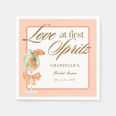 Serviette En Papier Orange Amour Simple Au First Spritz Fête des marié (Devant)