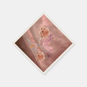 Serviette En Papier Orange & Apricot Roses & Musique Ecru CocktailNapk (Coin)