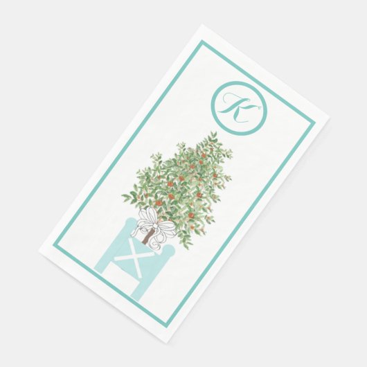 Serviette En Papier Orange arbre Topiary Chinoiserie Papier Serviette  (Coin)