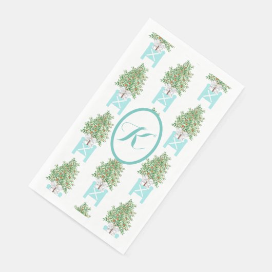 Serviette En Papier Orange arbre Topiary Chinoiserie Papier Serviette  (Coin)